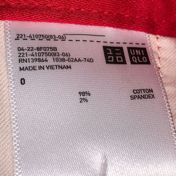 Uniqlo U Women Cotton blend Straight Pants Trousers Red size 0 - Picture 7 of 8